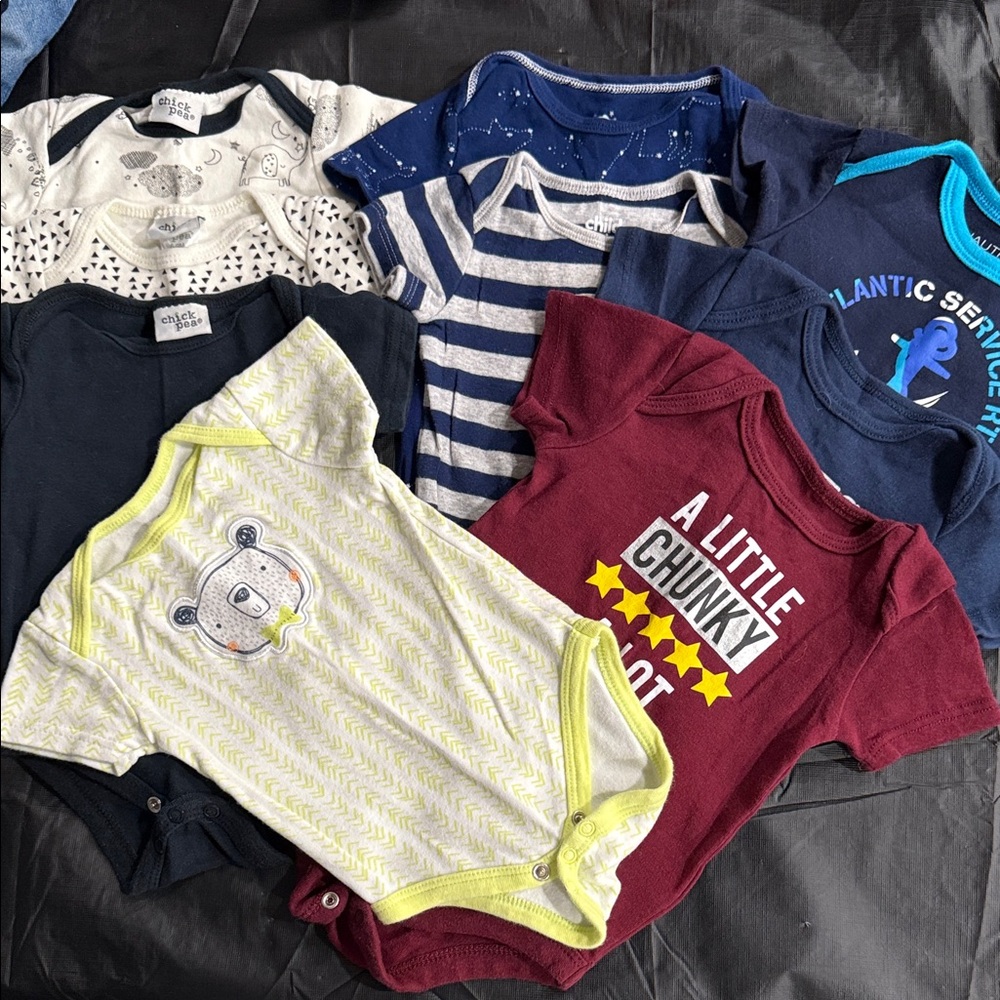 Little Boys essentials- set of 9 short sleeve onesies.